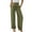 Army Green, variant on Juslio Girls Pants Unisex Child Casual With Pockets Smocked High Waist Pant Loose Wide Leg Trousers 4-14 Years Linen Pants