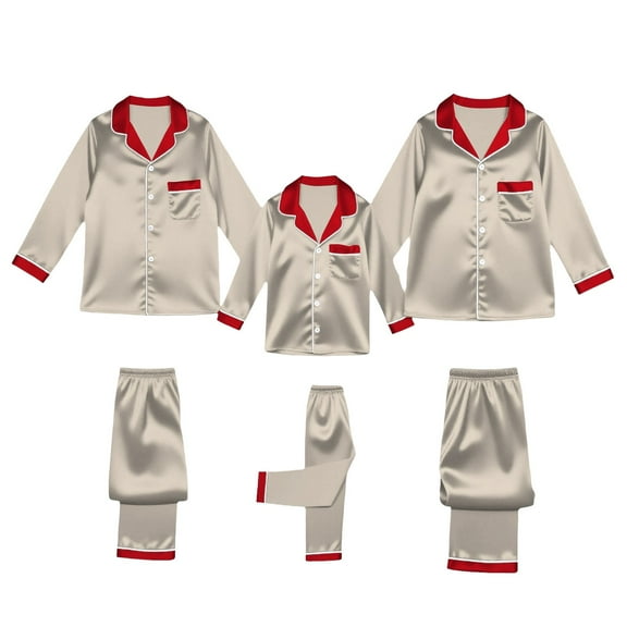 LEKODE Women's Pajama Sets Thanksgiving Pajamas Mens Christmas Pajamas Red Pajamas Womens Pajamas Set Womens Silk Pajamas Set Couples Matching Pajamas Beige (Dad)l