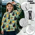 thumbnail image 6 of Uorisanigo Kids Girls Sweatshirt Comfortable Long Sleeve Lapel Zipper Sweatshirt Oversized Floral Black Cat Quarter Zipper Cropped Sweatshirts for Vacation Shopping Exercise Wear, 6 of 7