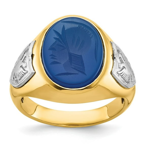 Auriga Fine Jewelry 14K Two-tone Gold Men's Blue Agate Ring Size 10