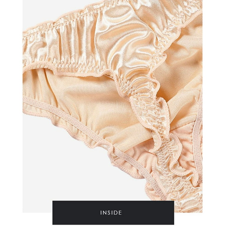 1Pc Women's Satin Panties Low-Waist Ruffle Milk Silk Underwear