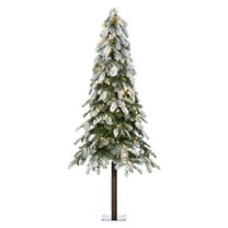 6 ft. Pre Lit Warm White LED Flocked Alpine Tree