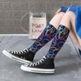 thumbnail image 5 of Xecao Multicolor Bowling print thigh-high socks, crafted for both men and women with a stretchy, high-opaque design perfect for daily wear, 5 of 6