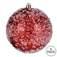thumbnail image 3 of Vickerman 4" Red Glitter Hail Ball Ornament, 6 per Bag, 3 of 3