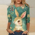 thumbnail image 2 of lcziwo Ofertas Del Dia de Hoy Relampago Womens Easter Shirt Trendy 3D Bunny Rabbit Print Shirts Loose Casual Round Neck 3/4 Sleeve T-Shirt Cotton Pullover Tops Multicolor M, 2 of 6