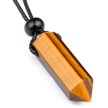 - Lucky Crystal Point Evil Eye Protection Power Amulet Pendant Necklace Tiger Eye Gemstone