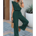 thumbnail image 4 of Jumpsuits for Women 2025 Summer Ruffle Sleeves Square Neck Rompers Drawstring Overalls with Pockets Green S, 4 of 10
