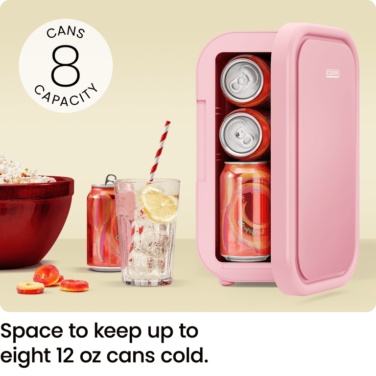 The Iceman Portable Mini Fridge, 5L, Pink, Cools and Heats