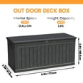 thumbnail image 3 of Deck Box 260 Gallon Large Outdoor Storage XXL Deck Box for Patio Furniture, Outdoor Cushions, Garden Tools and Sports/Pools Equipment, Waterproof Resin, Lockable, Black,Patio Storage, 3 of 5