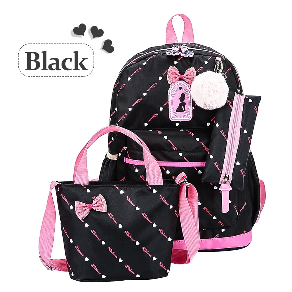 Kepooman 3Pcs Modern Fashion Large Capity Backpacks for Boys Girls, Women' s Canvas Backpacks Bookbag Set for School Travel Work, Black Kepooman 3Pcs Modern Fashion Large Capity Backpacks for Boys Girls, Women' s Canvas Backpacks Bookbag Set for School Travel Work, Black