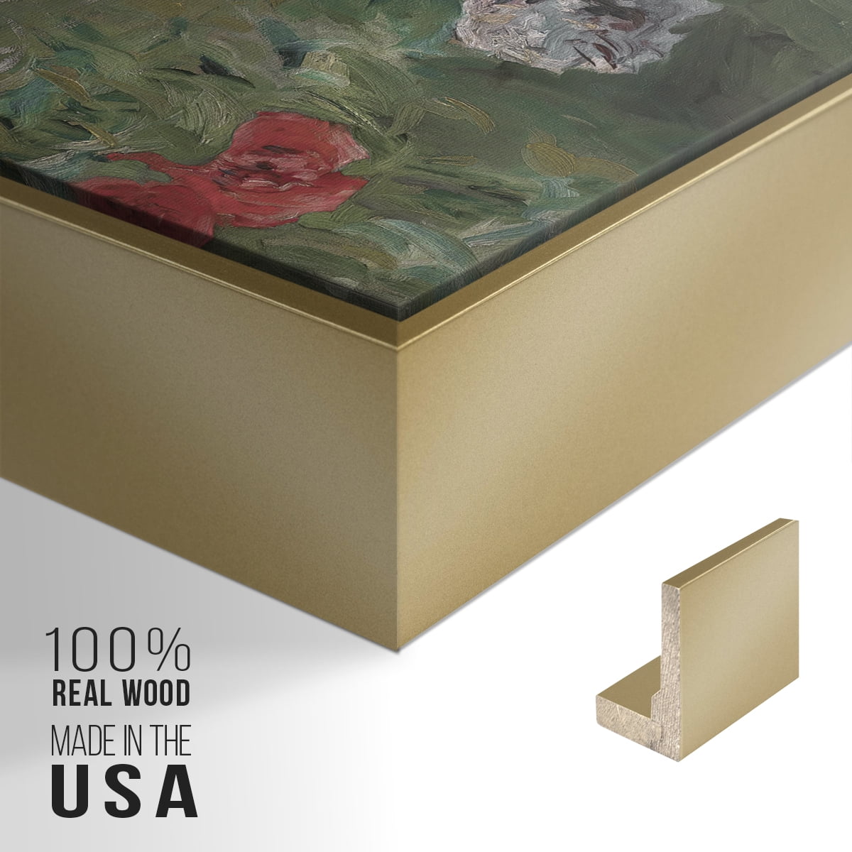 Vintage Botanical Print-XCV By Wexford Home Framed in Gold Wood Gallery Wrapped Canvas 25 in. x 37 in.