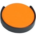 thumbnail image 1 of Faux Cuir 4 Pcs Orange avec Support Noir, 1 of 5