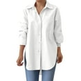 thumbnail image 4 of Silk Blouses Womens Down Shirts For Women Long Sleeve Dress Shirt Collared Blouse Tops Tunics,White Women Blending Shirts M, 4 of 9
