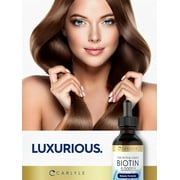 Biotin Liquid Drops 5000mcg | 4 fl oz | Berry Flavor | Vegetarian, Non-GMO & Gluten Free | by Carlyle