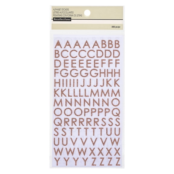 Recollections Rose Gold Glitter Alphabet Stickers, 12 Packs: 305 ct. (3660 total)