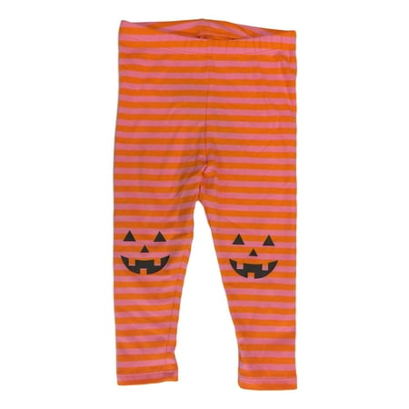 Infant & Toddler Girls Orange & Pink Pumpkin Halloween Legging Pants 12m