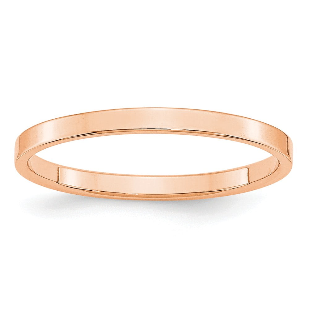 AA Jewels 14k Rose Gold 2mm Flat Men's Plain Classic Wedding Band