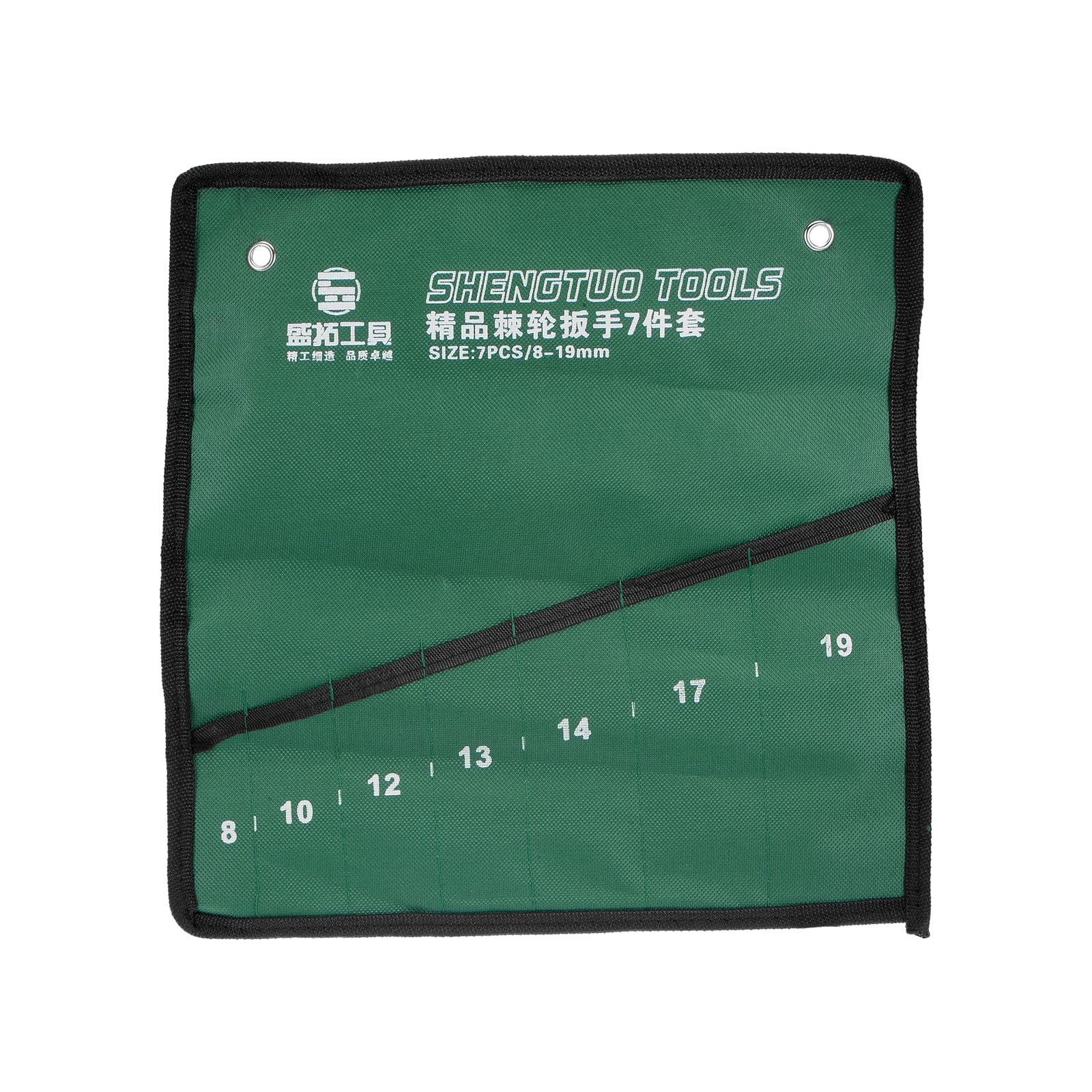 Uxcell Wrench Organizer 7 Pockets 12.6" x 11.8" Canvas Roll Up Pouch Tool Bag Holder with Metric