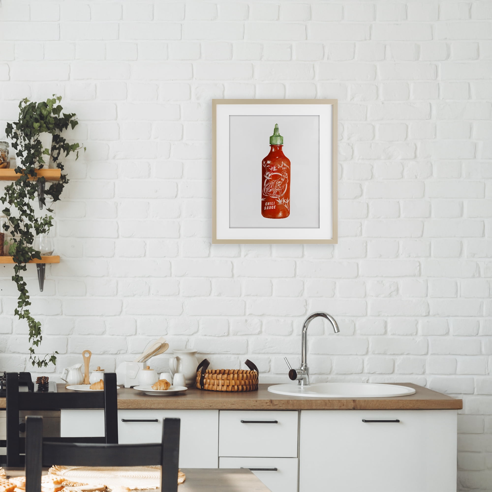 Stupell Industries Iconic Hot Sauce Bottle Birch Framed Print Under Glass, design by Rylen McNett