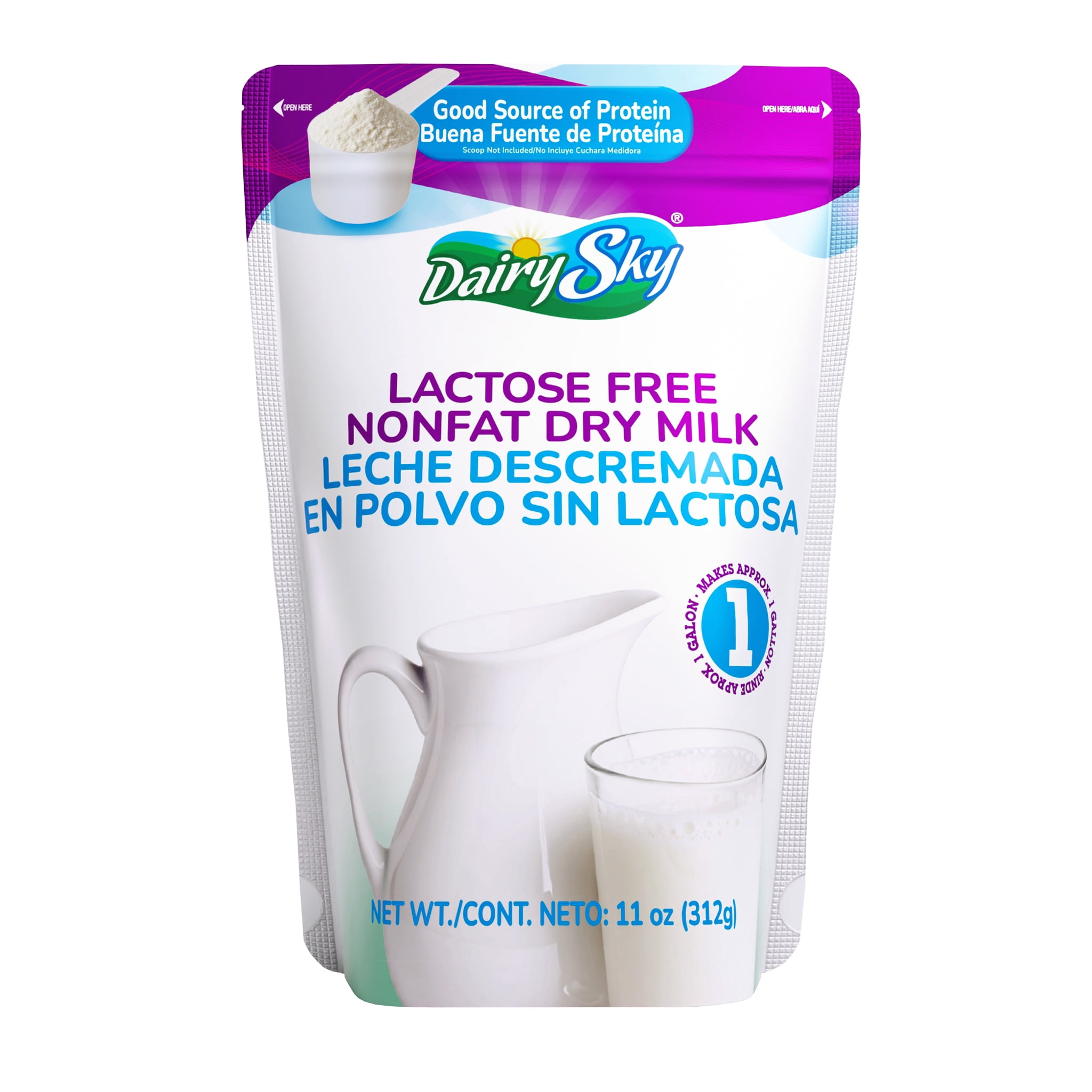 DairySky Lactose Free Skim Milk Powder, Original Flavor, Non-GMO Fat Free Dry Milk for Baking & Coffee, Kosher, 11 oz, 6 pack