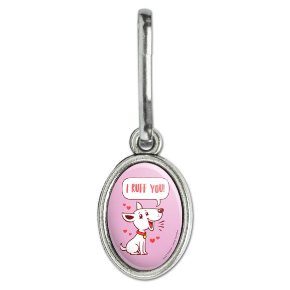 I Ruff Love You Dog Funny Humor Antiqued Oval Charm Clothes Purse Suitcase Backpack Zipper Pull Aid