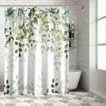 thumbnail image 4 of Sage Green Eucalyptus Shower Curtains for Bathroom, Watercolor Plant Leaf Floral Shower Curtain Set with Hooks, Summer Waterproof Fabric Boho Shower Curtain, 72x72 Inch Bath Curtain, Green Gold, 4 of 6