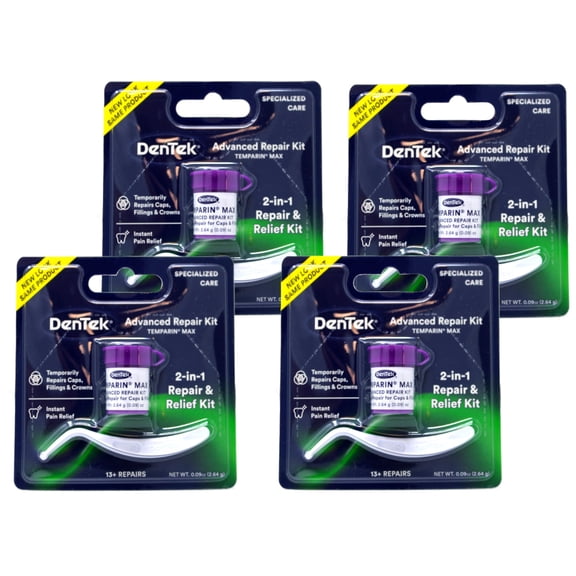 DenTek Temparin Max Advanced Dental Repair Kit, Loose Cap Set, 13 Repairs (Pack of 4)