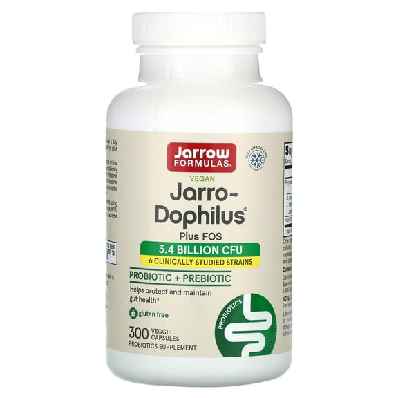 Jarrow Formulas Vegan Jarro-Dophilus® Plus FOS, 300 Veggie Capsules