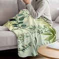 thumbnail image 3 of Green Blue Leaves Blanket Soft Cozy Warm Throw Blanket for Couch, Plush Fuzzy Flannel Fleece Blankets for Sofa, Summer Botanical Farmhouse Watercolor Leaf Bed Blankets Gifts for Men, 50"x80", 3 of 9