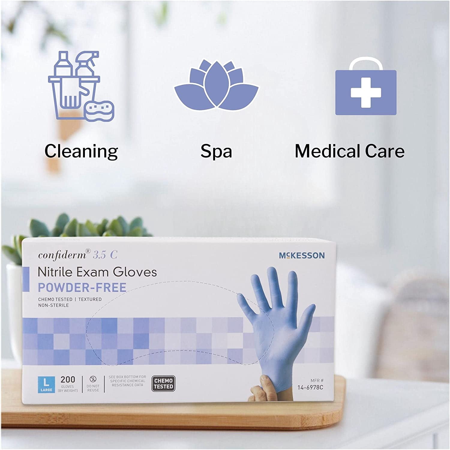McKesson Confiderm 3.5C Nitrile Exam Glove, LARGE, Chemo Tested, 14-6978C - Box of 200