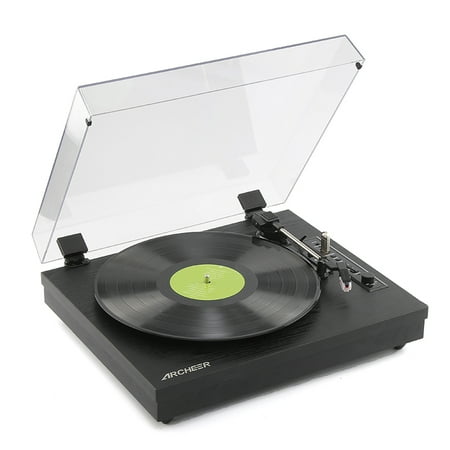 Turntable Record Player Portable Vintage Vinyl Turntable Player 3-Speed Belt Drive, Vinyl-to-MP3 Recording 15.69 x 13.76 x