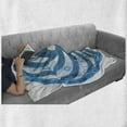 thumbnail image 6 of Spires Soft Flannel Fleece Blanket, Computer Rendered Abstract Fractal Design Rotary Turning Futuristic Hole Tube Whirl Design, Cozy Plush for Indoor and Outdoor Use, 50" x 60", Blue, by Ambesonne, 6 of 6