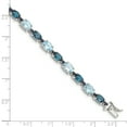 thumbnail image 2 of Sterling Silver Rhodium-plated Oval London Blue & Sky Blue Topaz Bracelet, 2 of 5