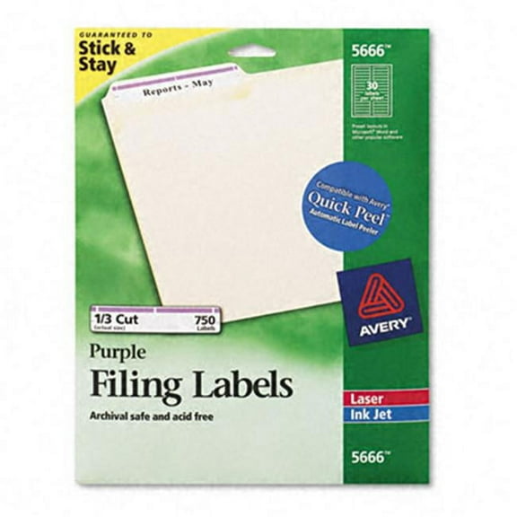 Avery  Self-Adhesive Laser/Inkjet File Folder Labels- Purple Border- 750/Pack