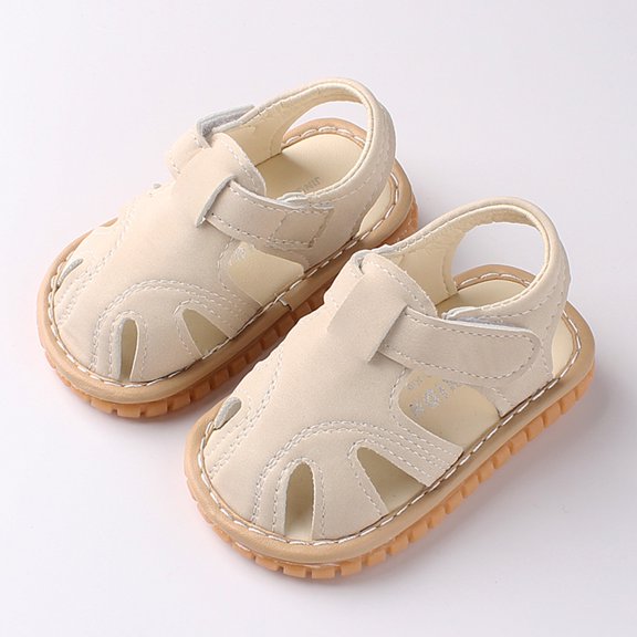 Toddler Infant Hollow‑Cut Closed Toe Sandals, Breathable Anti‑collision Non‑slip Lightweight Summer Walking Footwear Beige 15