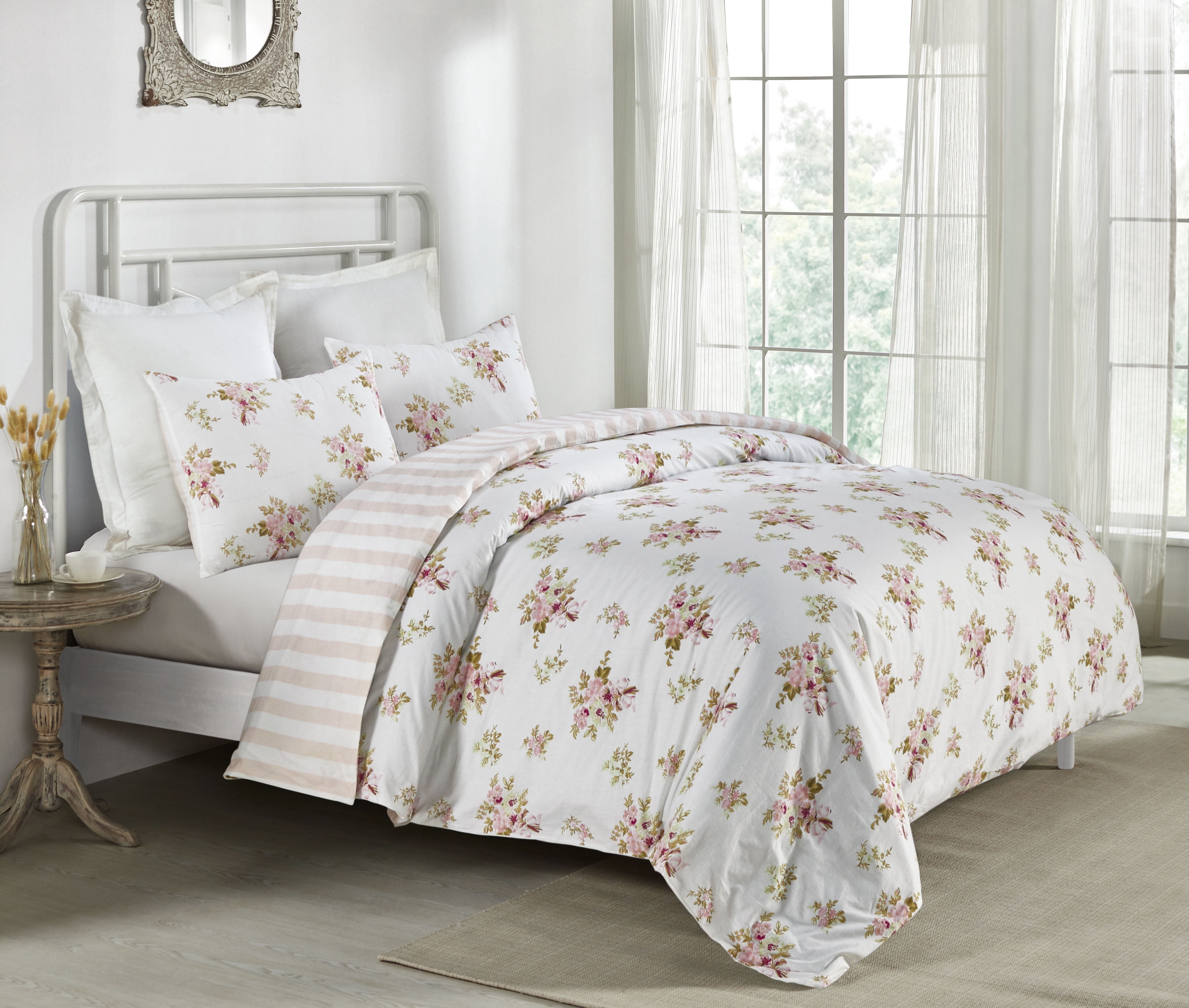 Simply Shabby Chic Pink Heirloom Duvet Set, Full/Queen