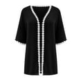 thumbnail image 5 of Meichang Cardigans for Women Lace Trim Half Sleeve Kimono Cardigans Plus Size Loose Lightweight Summer Cover Ups Soft Casual Open Front Cardigans Black L, 5 of 5