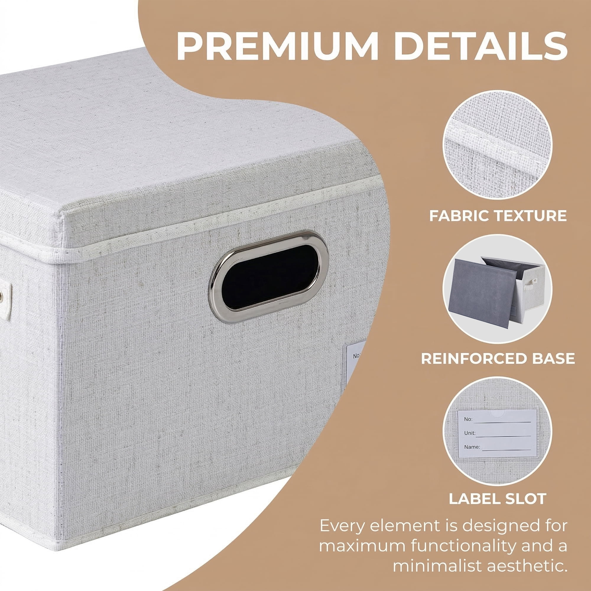 Unique Bargains Storage Cube Fabric Collapsible Basket White 14.6*10.6*9.1in