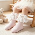 thumbnail image 4 of Miaouyo Toddler Baby Girl Crew Socks Soft Breathable Lace Ruffle Bow Princess Socks, 4 of 7