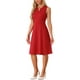 thumbnail image 4 of Vestido de oficina inspirador CHIC para mujer, vestido sin mangas con cinturón y escote en V, color rojo M, 4 of 5