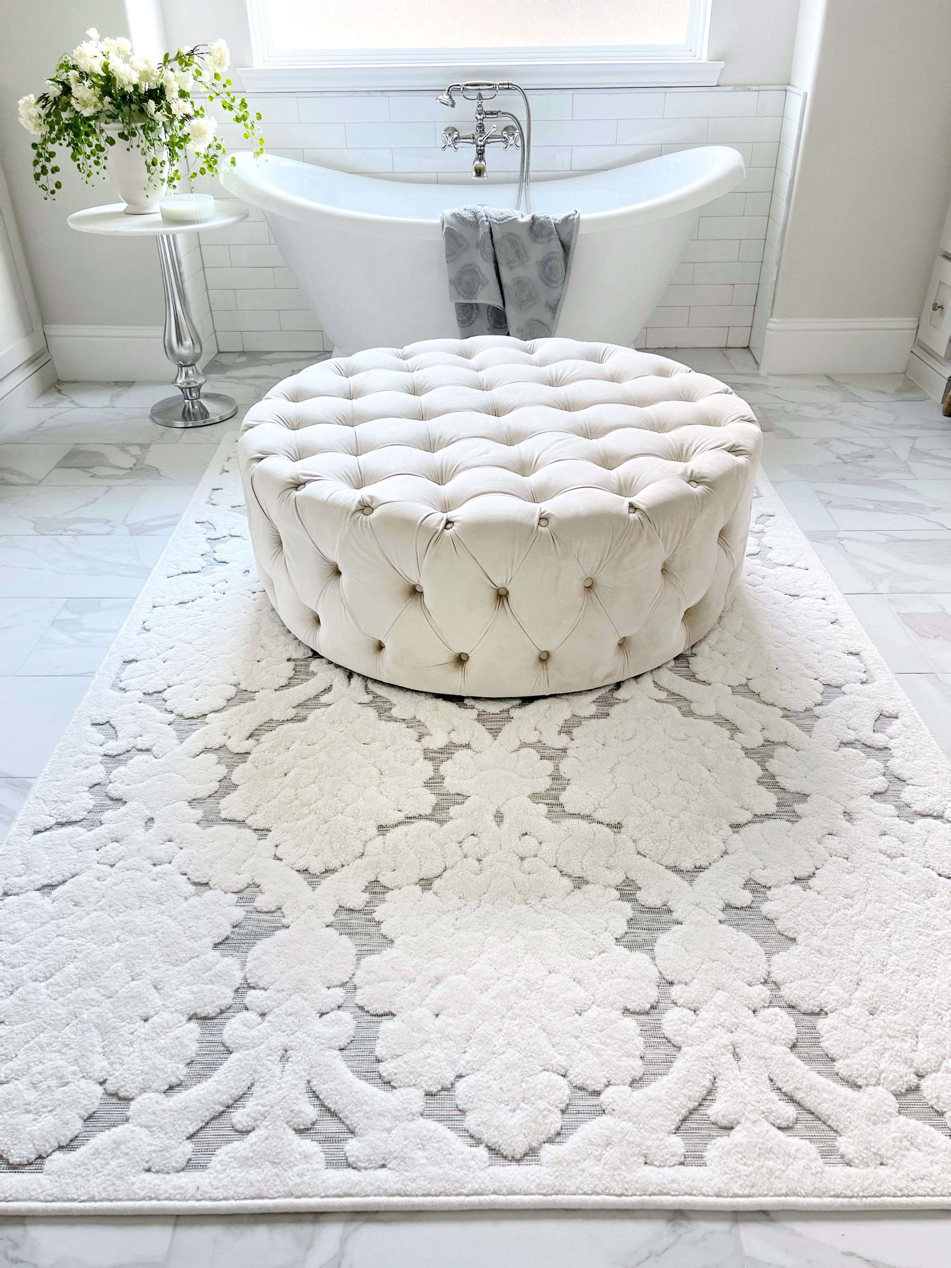 My Texas House Charlotte 9' X 13' Natural Gray Floral Area Rug