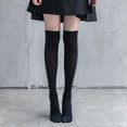 thumbnail image 2 of AWZXDE Women's Knee High Socks Comfy Socks High Socks for Boots Solid Color Spring Autumn Fashion Versatile High Elasticity Long Over Knee Casual Wear Black,One Size, 2 of 8