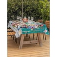 thumbnail image 3 of Outdoor Tablecloth with Umbrella Hole for Patio/Picnic/Party/Camping, Spring Flowers Waterproof Table Cloth Rectangle Table Cover Washable, Farmhouse Watercolor Teal Wood Grain (54"x 80"), 3 of 8