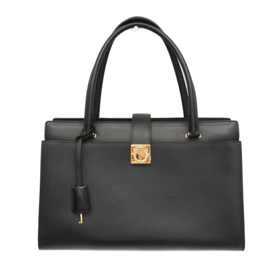 Pre-Owned Salvatore Ferragamo Gancini DY-21 E525 Women's Leather Tote Bag Black