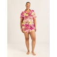 thumbnail image 4 of Joyspun Women’s Notch Collar Top and Shorts Pajama Set with Piping, 2-Piece, Sizes XS-3X, 4 of 7