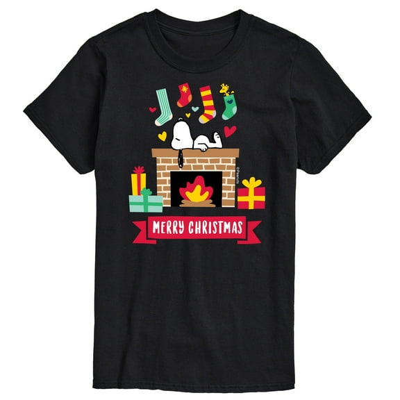 Peanuts - Snoopy Fireplace Christmas - Men's Short Sleeve Graphic T-Shirt