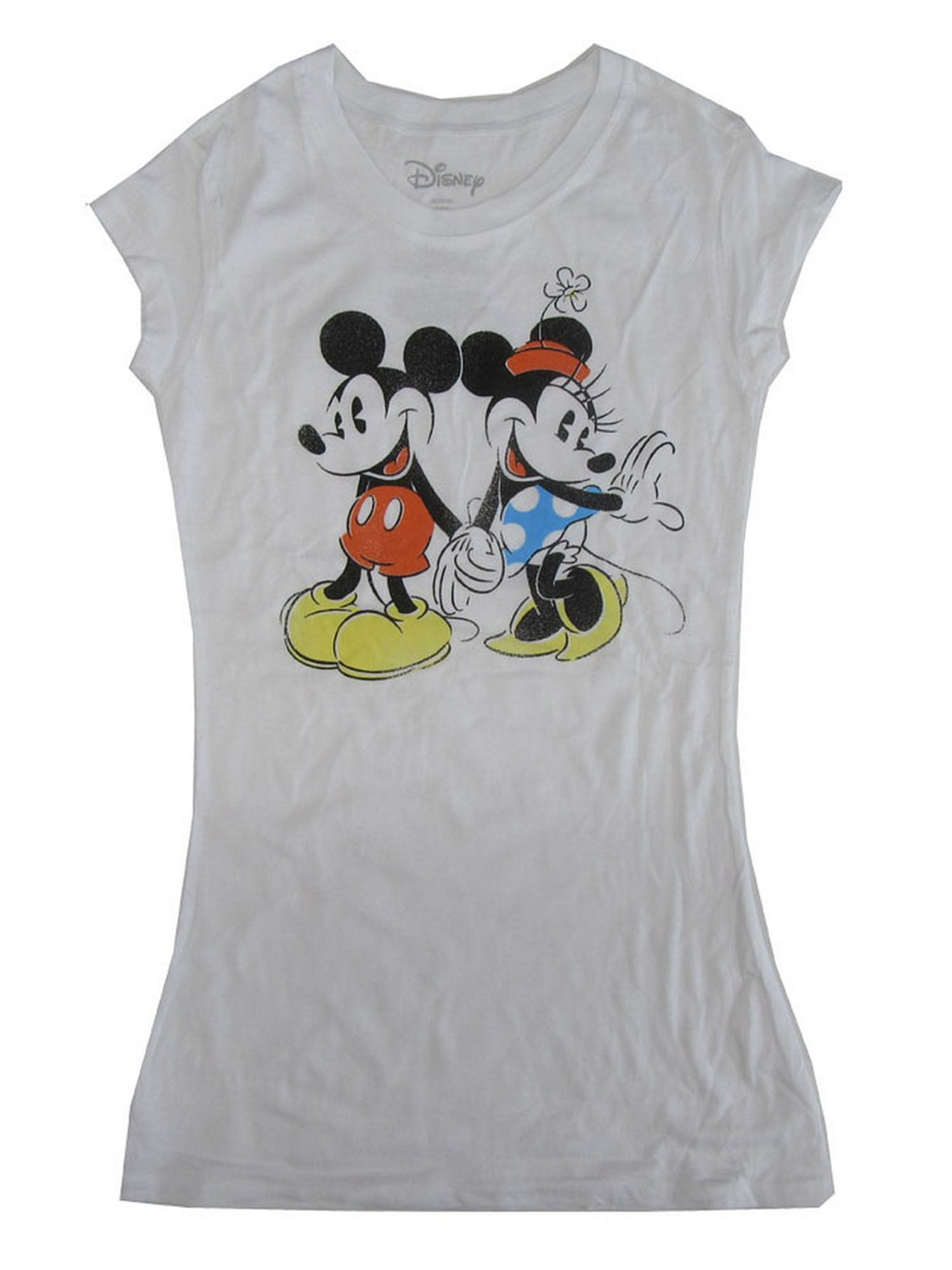 disney disney juniors white minnie mouse print short sleeve trendy t shirt m walmart com walmart com