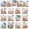 thumbnail image 1 of 12 hojas de animales submarinos para manualidades, pegatinas de transferencia de océano, conchas de coral, estrellas de mar, tortugas y calcomanías para frotar., 1 of 7
