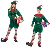 Deluxe Christmas Elf Costume Tunic Santa's Helper Adult Green Men Women Sm-Md