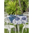 thumbnail image 3 of Outdoor Tablecloths with Umbrella Hole & Zipper, Navy Blue Coastal Round Tablecloth 54 Inch, Coral Starfish Seaside Summer Beach Waterproof Table Cloth, Patio/Pool/Picnic Table Covers, 3 of 8